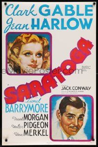 8c693 SARATOGA 23x35 commercial poster '71 images of Clark Gable & beautiful Jean Harlow!