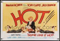 8c699 SOME LIKE IT HOT 26x38 commercial poster '80s Marilyn Monroe with Curtis & Lemmon in drag!