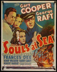 8c700 SOULS AT SEA LAMINATED 22x28 commercial poster '80s Gary Cooper, George Raft, Frances Dee!