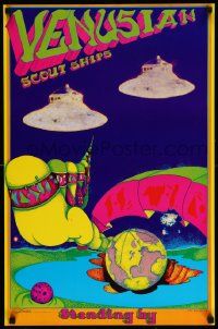 8c720 VENUSIAN SCOUT SHIPS 19x28 commercial poster '67 trippy art of alien spacecraft by The Woods!