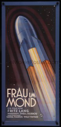 8c726 WOMAN IN THE MOON 18x39 German commercial poster '00s Fritz Lang, different art of rocket!