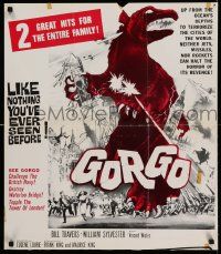 8c367 GORGO INCOMPLETE 24x28 1sh '70s cool art from unknown double-bill!