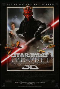8c372 PHANTOM MENACE style A mini poster R12 Star Wars Episode I in 3-D, diff image of Darth Maul!