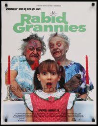 8c571 RABID GRANNIES 20x26 video poster '89 wild & wacky cannibal grandmas Troma horror!