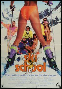 8c578 SKI SCHOOL 27x39 Canadian video poster '90 Dean Cameron, Tom Bresnahan, image of sexy skier!