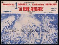 8c376 AFRICAN QUEEN export 21x27 special '50s montage art of Humphrey Bogart & Katharine Hepburn!