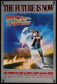 8c295 BACK TO THE FUTURE 23x35 music poster '85 art of Michael J. Fox & Delorean by Struzan!