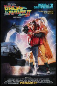 8c383 BACK TO THE FUTURE II 14x21 special '89 art of Michael J. Fox & Chris Lloyd by Struzan!