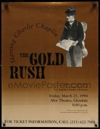 8c421 GOLD RUSH 17x22 special '94 Charlie Chaplin classic, great different image!