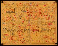 8c427 HOLLYWOOD GLAMOUR MAP 2-sided 19x24 special '41 landmarks in Hollywood and Los Angeles!