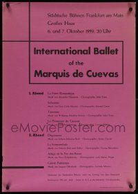 8c027 INTERNATIONAL BALLET OF THE MARQUIS DE CUEVAS 24x34 German stage poster '59 Frankfurt!