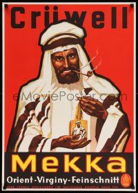 8c514 MEKKA 24x33 German advertising poster '40s Cruwell, great artwork of Arabian man & tobacco!