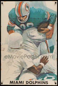 8c453 MIAMI DOLPHINS 24x36 special '60s great colorful art of running back by David Boss!