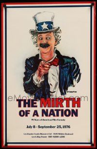 8c336 MIRTH OF A NATION 18x28 film festival poster '76 wacky Ben Turpin, I Want You by Flagg!