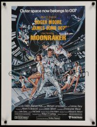 8c458 MOONRAKER 21x27 special '79 art of Roger Moore as Bond in space station by Goozee!