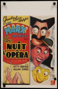 8c767 NIGHT AT THE OPERA REPRO 14x21 Belgian special '90s Groucho, Chico , Harpo Marx, Carlisle!