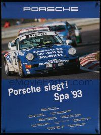 8c519 PORSCHE 30x40 German advertising poster '93 great racing car image on the track, Spa!