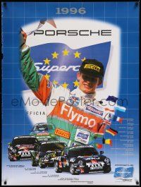 8c202 PORSCHE SUPERCUP 30x40 German special '96 Porsche 911 GT3 Cup cars and Emmanuel Collard!