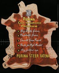 8c520 PURINA CALF TO CARCASS PROGRAM die-cut 25x30 advertising poster '42 benefits of this product!