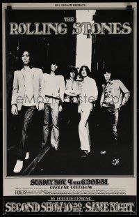 8c316 ROLLING STONES 14x22 2nd printing music poster '74 image of the band, 1969 Oakland Coliseum!