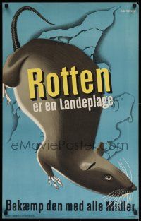 8c191 ROTTEN ER EN LADEPLAGE 21x34 Danish special '46 rat artwork by Aage Rasmussen!