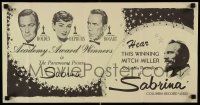 8c319 SABRINA 13x24 music poster '54 Audrey Hepburn between Humphrey Bogart & Holden, Wilder