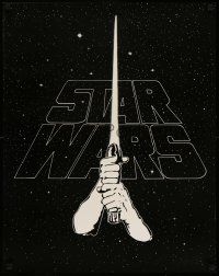 8c485 STAR WARS bootleg 22x28 special '77 George Lucas' sci-fi classic, art of hands & lightsaber!