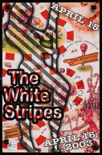 8c268 WHITE STRIPES signed 17x24 music poster '03 by Anthony Herrera, cool artwork, 90/100!