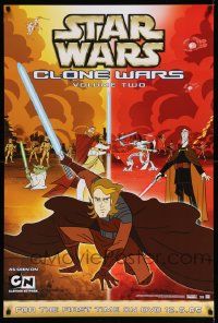 8c582 STAR WARS: CLONE WARS 27x40 video poster '05 cartoon art of Obi-Wan and Anakin, volume 2!