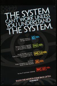 8c357 SYSTEM CAN'T WORK UNLESS YOU UNDERSTAND THE SYSTEM 27x39 1sh '00 MPAA rating guide!
