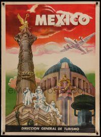 8c155 MEXICO 28x38 Mexican travel poster '60s artwork of Columna de la Independencia by Heras!