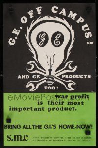 8c127 G.E. OFF CAMPUS 11x17 anti-war poster '69 boycott GE, war profit is their best product!