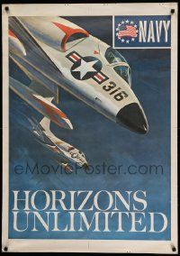 8c121 HORIZONS UNLIMITED 28x40 war poster '50s art of the military fighter jet A-4 Skyhawk by Nolan!