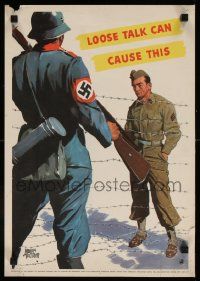 8c096 LOOSE TALK CAN CAUSE THIS 14x20 WWII war poster '42 art of Nazi and POW by Adolph Treidler!