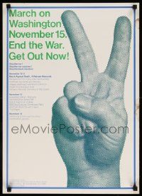 8c129 MARCH ON WASHINGTON 18x25 anti-war poster '69 end the war, get out now, peace symbol!