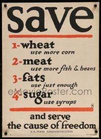 8c061 SAVE & SERVE THE CAUSE OF FREEDOM 21x29 WWI war poster '17 use syrup instead of sugar!