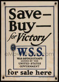 8c062 SAVE BUY FOR VICTORY 17x24 WWI war poster '17 WSS stamps issued by the government on sale!