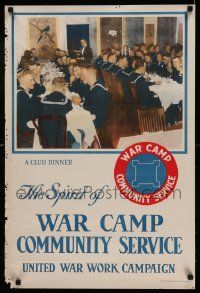 8c068 UNITED WAR WORK CAMPAIGN 20x30 WWI war poster '18 the spirit of war camp community service!