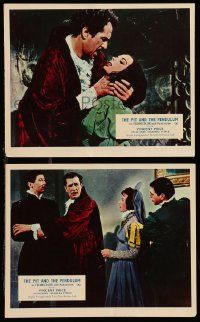 8d184 PIT & THE PENDULUM 2 color English FOH LCs '61 Poe's greatest terror tale, Vincent Price!