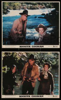 8d166 ROOSTER COGBURN 4 8x10 mini LCs '75 great images of cowboy John Wayne & Katharine Hepburn!