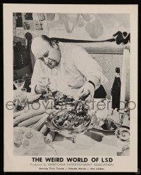 8d997 WEIRD WORLD OF LSD 2 8x10 stills '67 wacky images, 1 w/bald man with huge feast!
