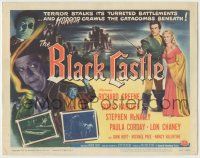 8f065 BLACK CASTLE TC '52 Boris Karloff, Lon Chaney Jr., horror crawls in the catacombs!