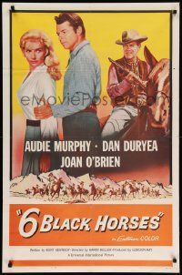 8g016 6 BLACK HORSES 1sh '62 Audie Murphy, Dan Duryea, sexy Joan O'Brien!