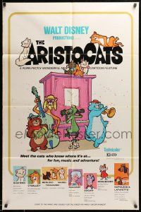 8g045 ARISTOCATS 1sh '71 Walt Disney feline jazz musical cartoon, great colorful art!