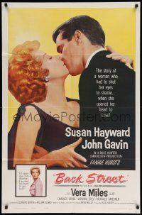 8g053 BACK STREET 1sh '61 Susan Hayward & John Gavin romantic close up!