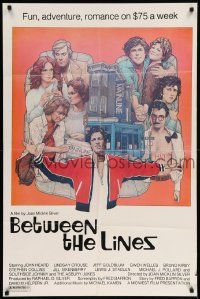 8g079 BETWEEN THE LINES 1sh '77 Richard Amsel artwork, John Heard, fun, adventure & romance!
