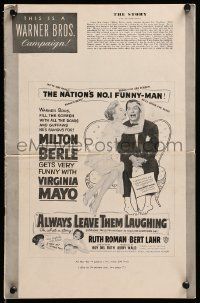 8h385 ALWAYS LEAVE THEM LAUGHING pressbook '49 Milton Berle & sexy Virginia Mayo!