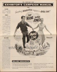 8h390 APRIL LOVE pressbook '57 full-length romantic Pat Boone & sexy Shirley Jones!