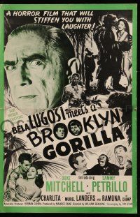 8h407 BELA LUGOSI MEETS A BROOKLYN GORILLA pressbook '52 it will stiffen you with laughter!