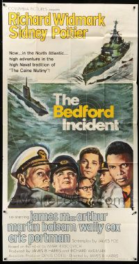 8j263 BEDFORD INCIDENT 3sh '65 Richard Widmark, Sidney Poitier, cool cast, ship & submarine art!